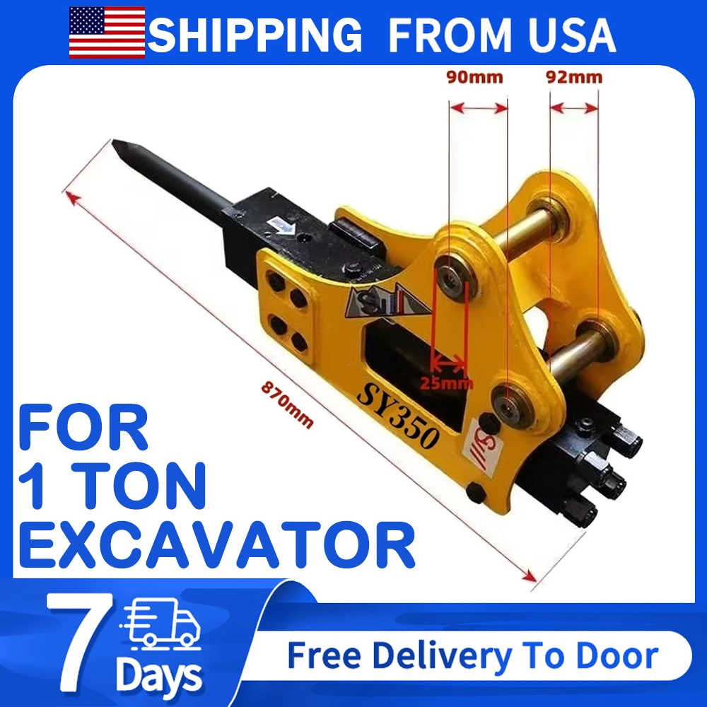 

ATTACHXPRO 1TON Mini Excavator Attachment Free Shipping US,Hydraulic Breaker Hammer,Drill Rod Diameter 40mm Breaking Hammer