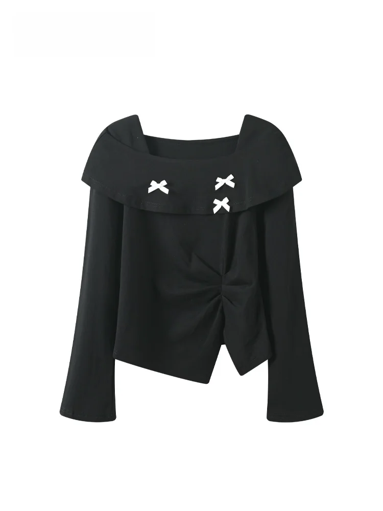 

Женская футболка Cara CLUB больших размеров с одним открытым плечом и длинным рукавом, весенняя модная модель с узлом, антивозрастной эффект, трендовый повседневный стиль