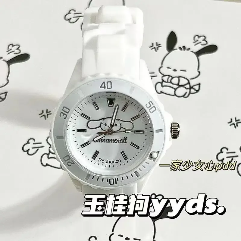 Sanrio Hello Kitty Kuromi Pure White Watch High-end Design Fashion Simple Waterproof Simple High-value Watch Holiday Gift