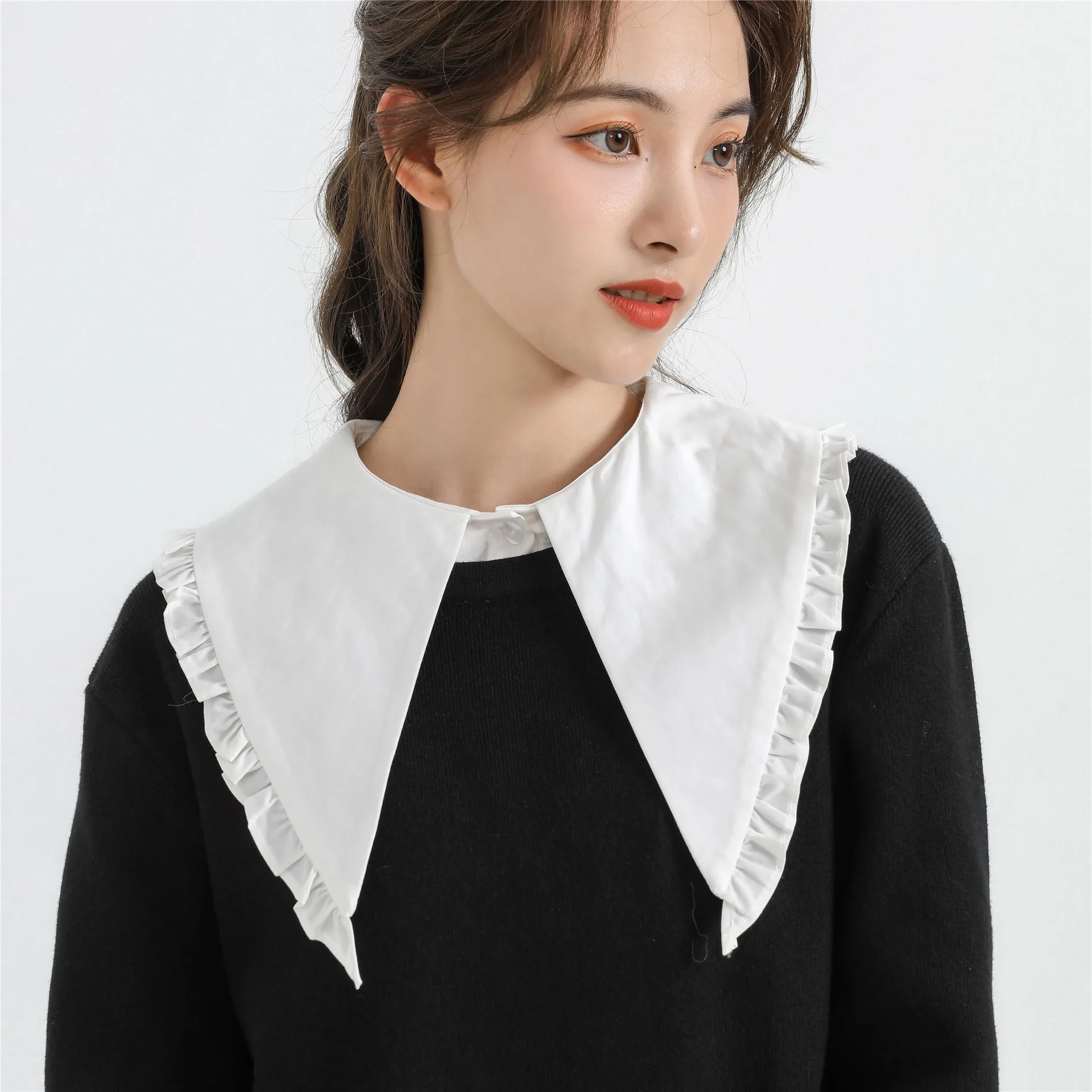 Women Sweater Accessory Large Pointed Wooden Ear Edge Doll Neck Collar Decoration Fashion Cotton Detachable Collars