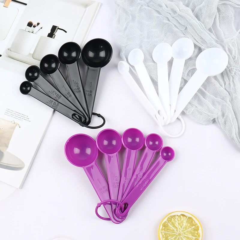 5Pcs Baking Cooking Tools Plastic Measuring Spoon Measuring Ladle With Scale