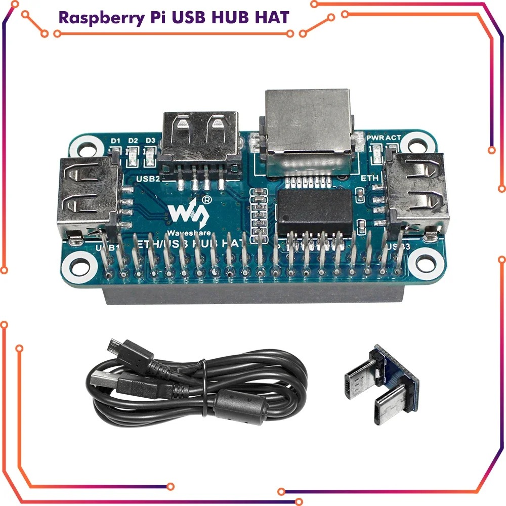 

Raspberry Pi USB to Ethernet RJ45 Network Port USB Hub Splitter 3 USB Ports 5V Hat for Raspberry Pi 4 Model B/3B+/3B/Zero W