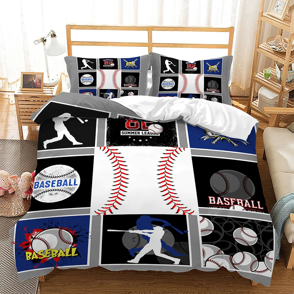 

Baseball basketball football cross -border bed three -piece quilt 3D digital printing kit