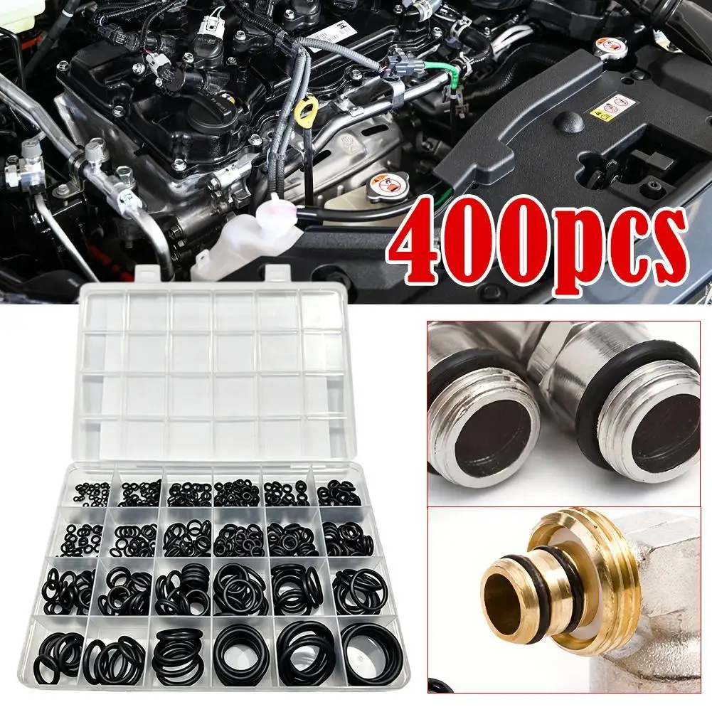 400pcs Rubber O Assortment Kit Oil Resistant O Rings Seal Gasket Leakproof Sealing Washer for Plumbing Car Air Conditioning