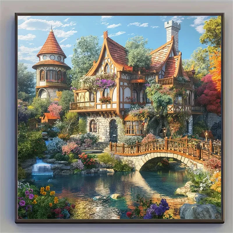 

European Fairy Tale Style Wooden House Jigsaw Puzzle 500/1024 PCS Holiday Stress Relieving Fun Games Home Decor Holiday Gifts