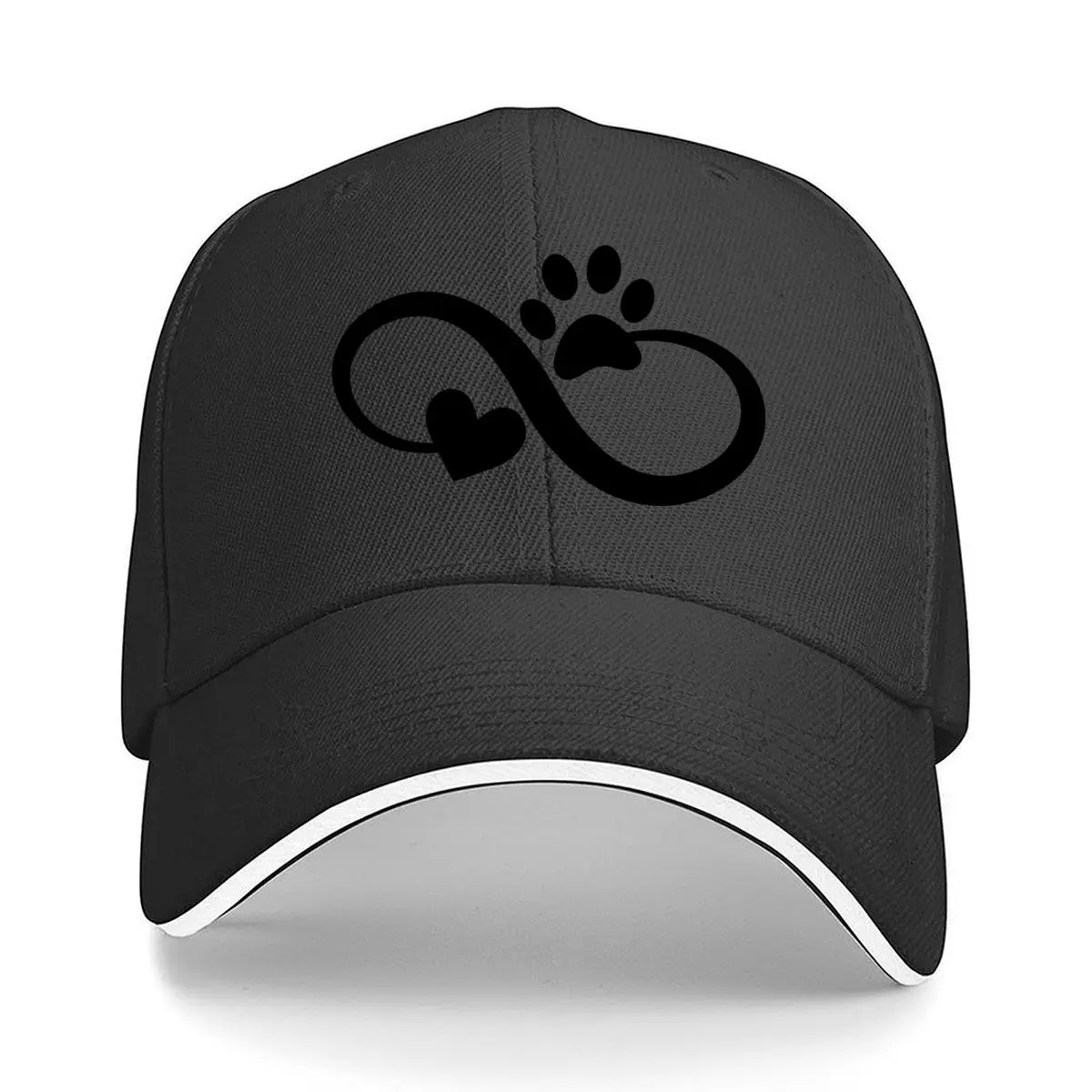 Cat Paw Heart Infinity Love Silhouette Design Sandwich Baseball Cap Women Unisex Male