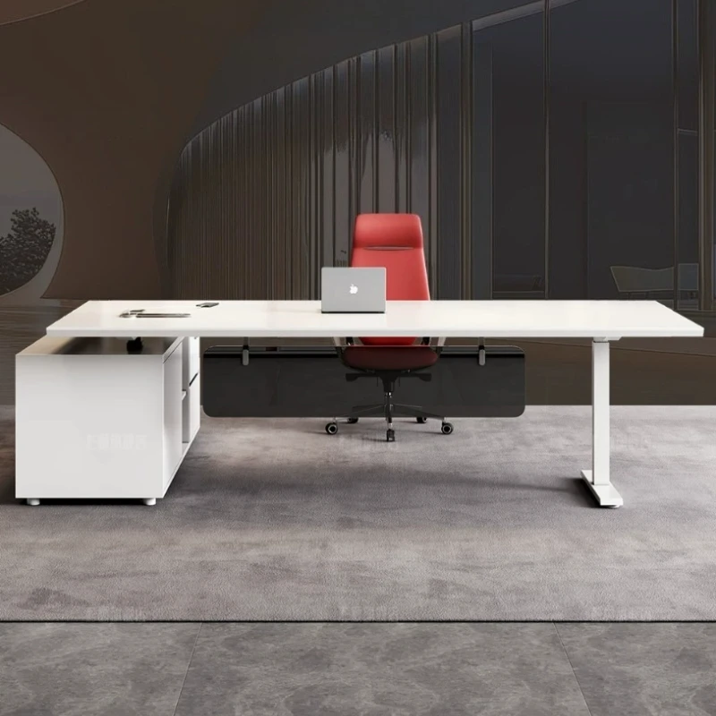 Smart Electric Standing Desk Height Adjustable Executive Office Desk with Memory Presets Modern White Sit-Stand Workstation