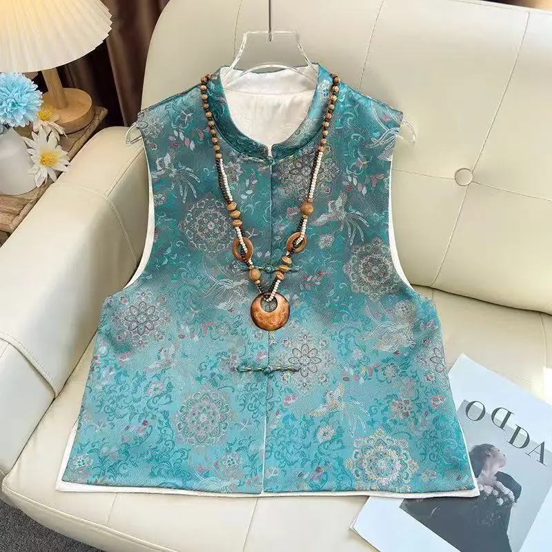 

Double-Sided Double-Wear New Chinese Style Vest Retro Song Dynasty Brocade Jacquard Waistcoat