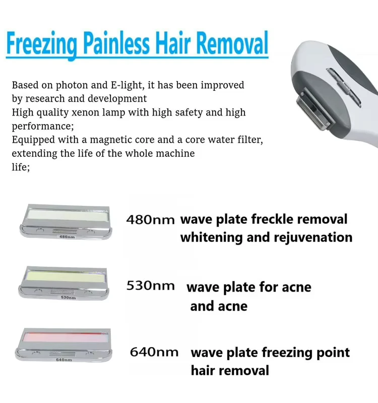 Desktop Multi-function IPL OPT Hair Removal Machine Permanent Painless Freezing Epilator Skin Rejuvenation Anti-aging 640 480nm