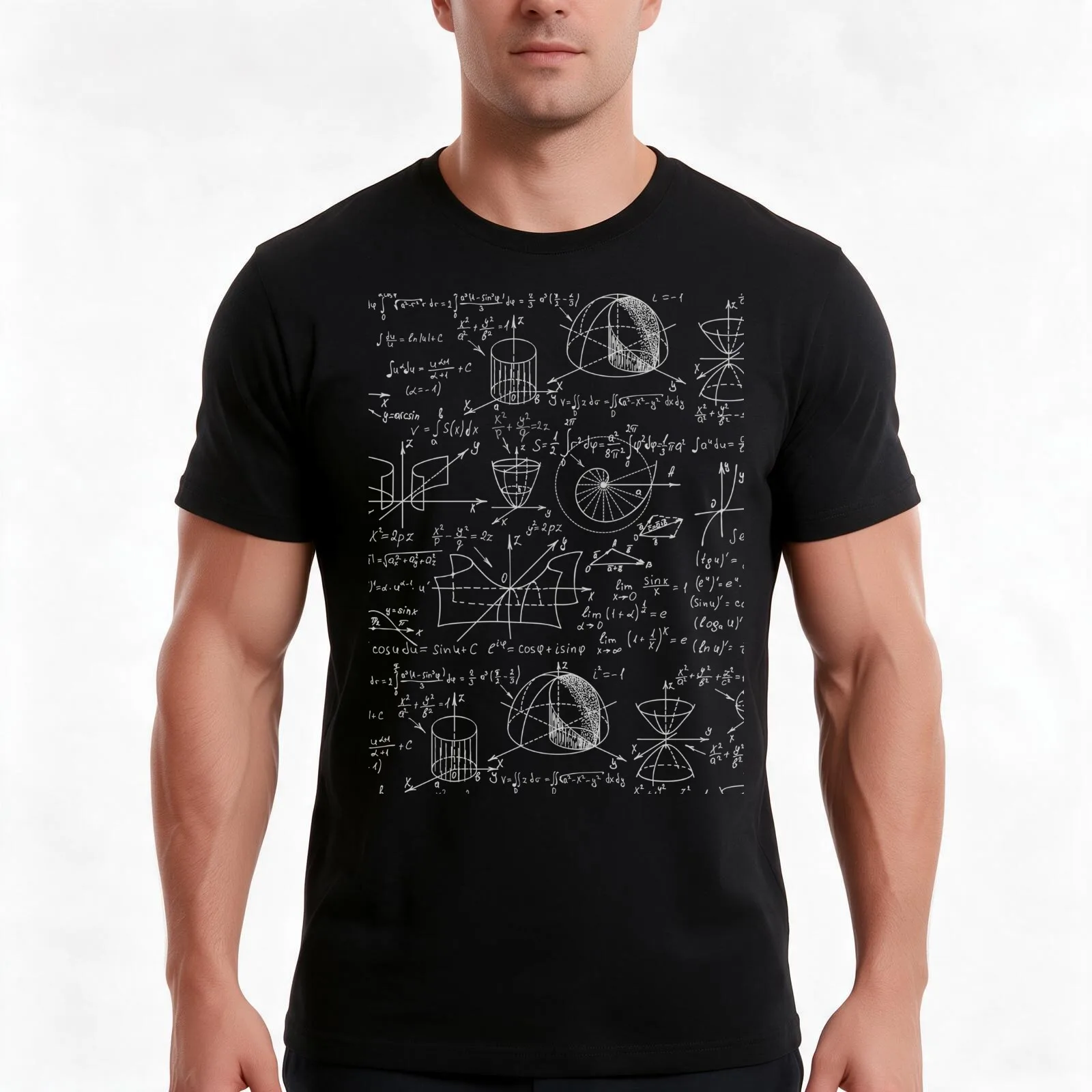 Mathematical T-Shirt, Summer Casual Cotton Tee, Oversized Streetwear Tops, Vintage Graphic Print, Loose Fit Short Sleeve