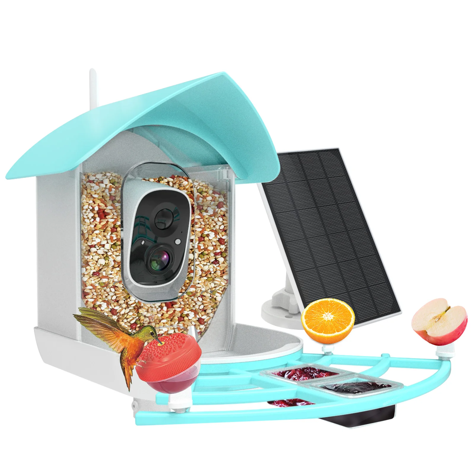 1080P Outdoor Smart Bird Feeder Camera with Night Vision APP Control and AI Identify IP65 Waterproof Hanging Solar Bird Houses