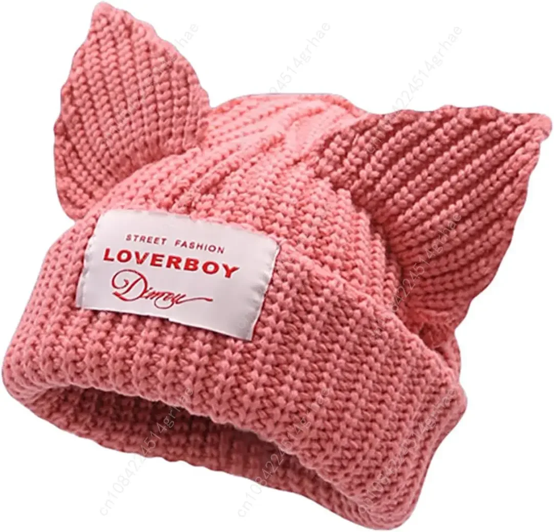 قبعة أذن القطة، قبعة صغيرة لطيفة، قبعة صوف متماسكة، قبعة كروشيه دافئة