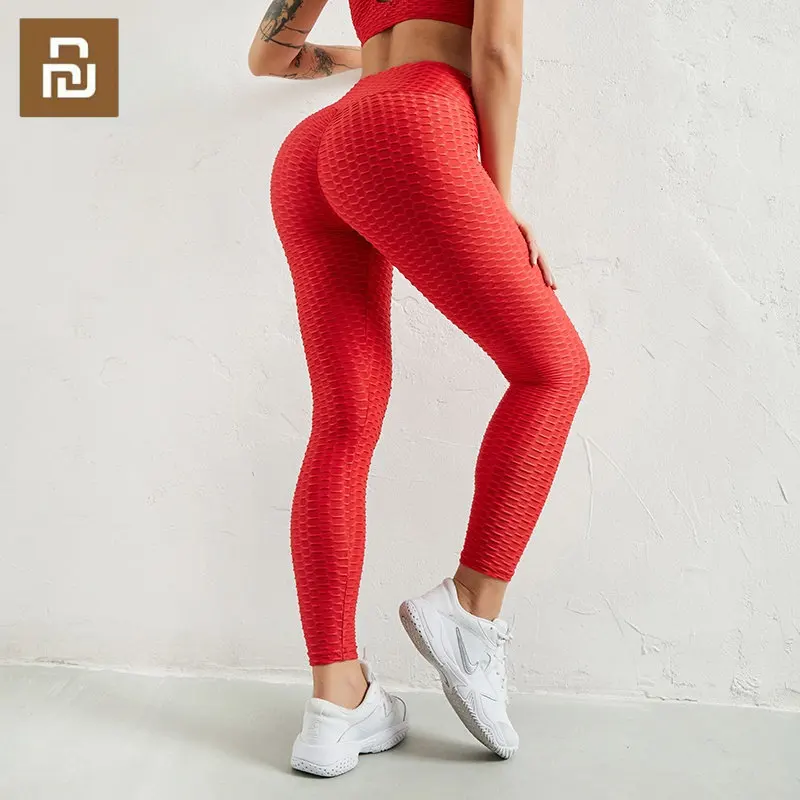 Youpin anti celulite bolha butt empurrar para cima sexy leggings esportes correndo ginásio de fitness leggings cintura alta magro ativo leggins