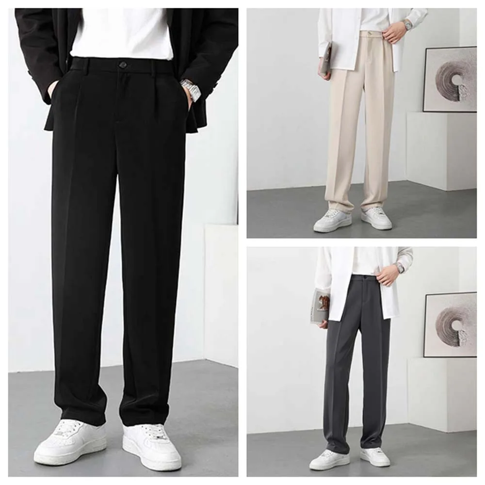 

Men Clothing Men Suit Pants L-3XL Black Khaki Grey Men Slim Fit Pants Polyester Spandex Loose Straight Leg Trouser Meeting Party