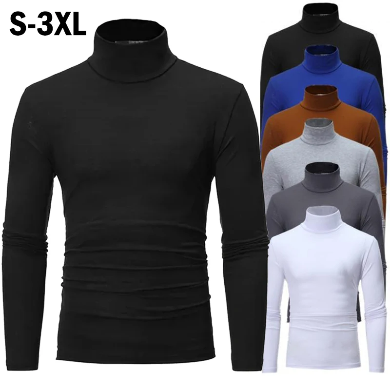 Maglione Pullover a collo alto termico lavorato a maglia Casual Slim Fit Solid Basic top da uomo