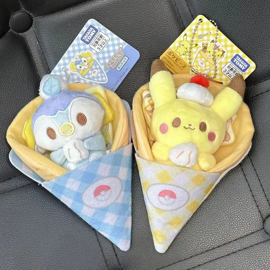 

Pikachu Plush Dolls Toys Keychain Cute Anime Crepes Dessert Design Plush Toys Decoration For Children's Birthdays Pendant Gifts