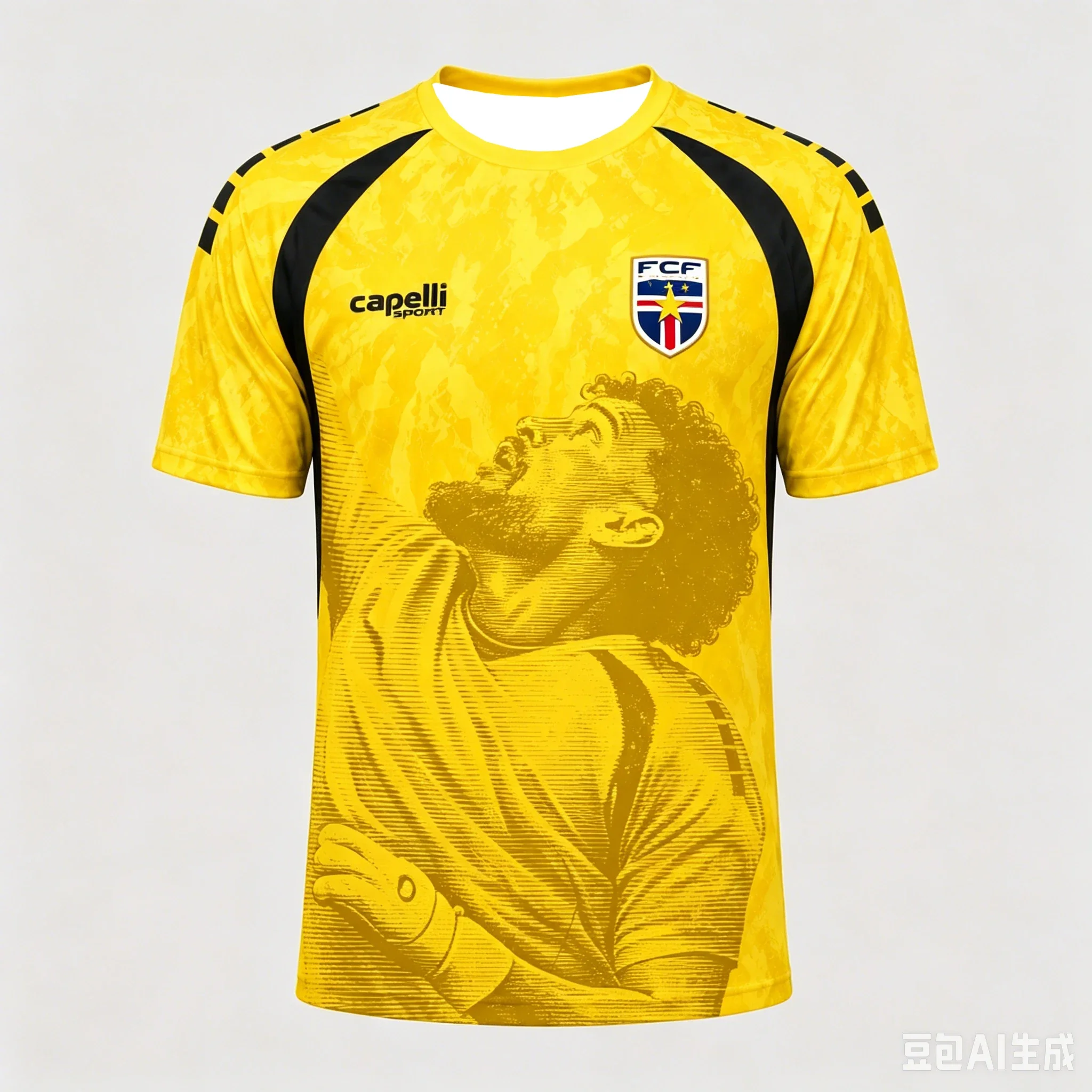 New Cape Verde Team Soccer Jersey Men Yellow 3D Star Portrait  Sport Quick Dry Football T-shirt Fans Training Tee New Sportswear