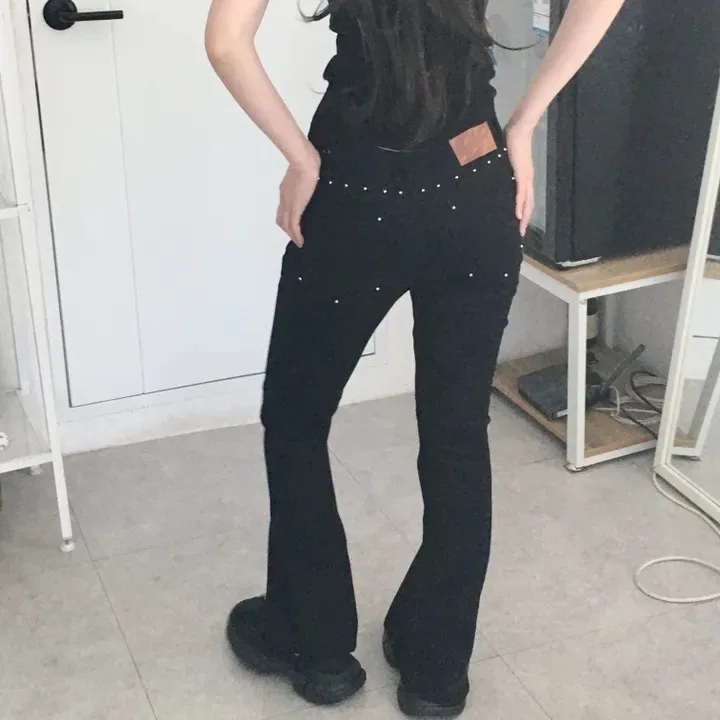 Low Waist Bell Bottom Denim Jeans Women's Autumn Style Ripped Design Slimming Long Pants Casual High Waist Asymmetric Jeans