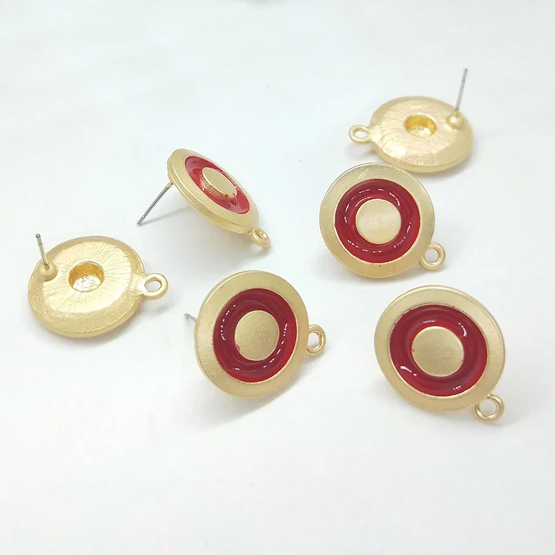 New 22*18mm 6pieces High Quality Zinc Alloy Drop Oil Round Earring Base Connectors for DIY Earring Jewelry Accessories
