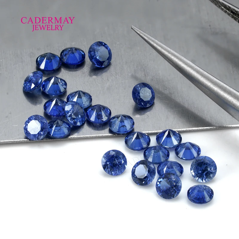33# Cornflower Blue Lab Grown Sapphire Small Size 0.8mm-3mm Round Synthetic Sapphire Melees With Inclusions For Jewelry Making