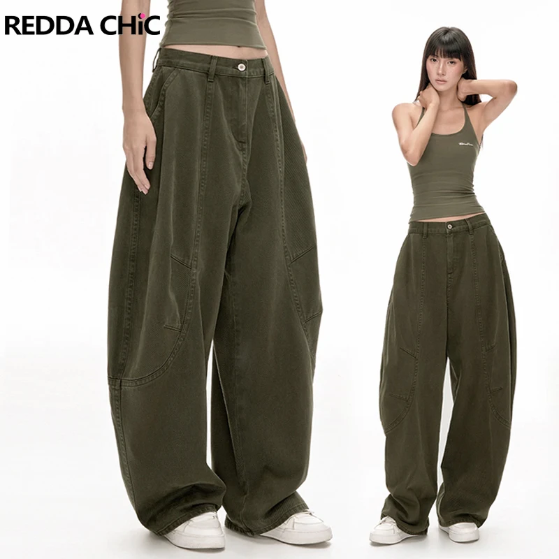 

REDDACHiC Colossus Curved Wide Leg Jeans Unisex Vintage Low Rise Casual Baggy Barrel Pants Boyfriend Skater Woman Men Streetwear