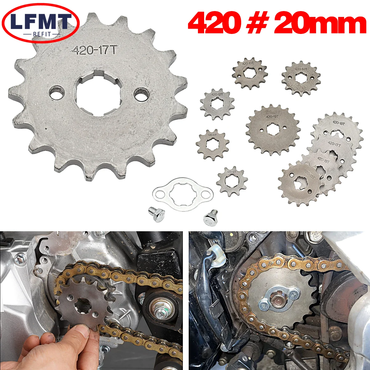 

420# 20mm Front Engine Sprocket For Dirt Pit Bike Monkey Dax Go Kart ATV Quad Motorcycle 10 11 12 13 14 15 16 17 18 19 Teeth