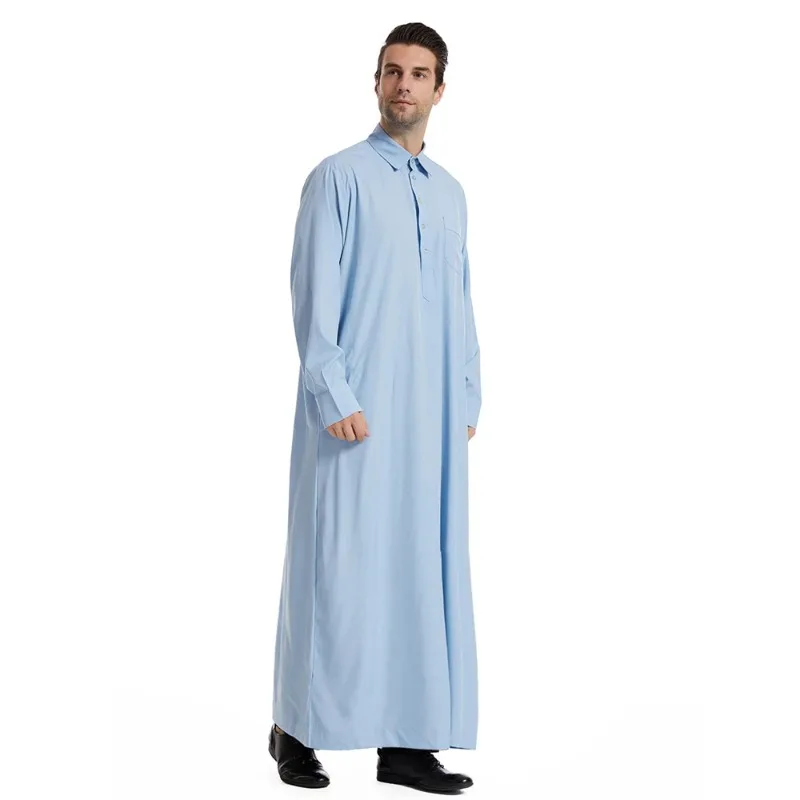 Muslim Men Thobe Jubba Eid Ramadan Traditional Dishdasha Thoub Islam Abaya Dress Long Robe Thawb Dubai Saudi Clothes Middle East