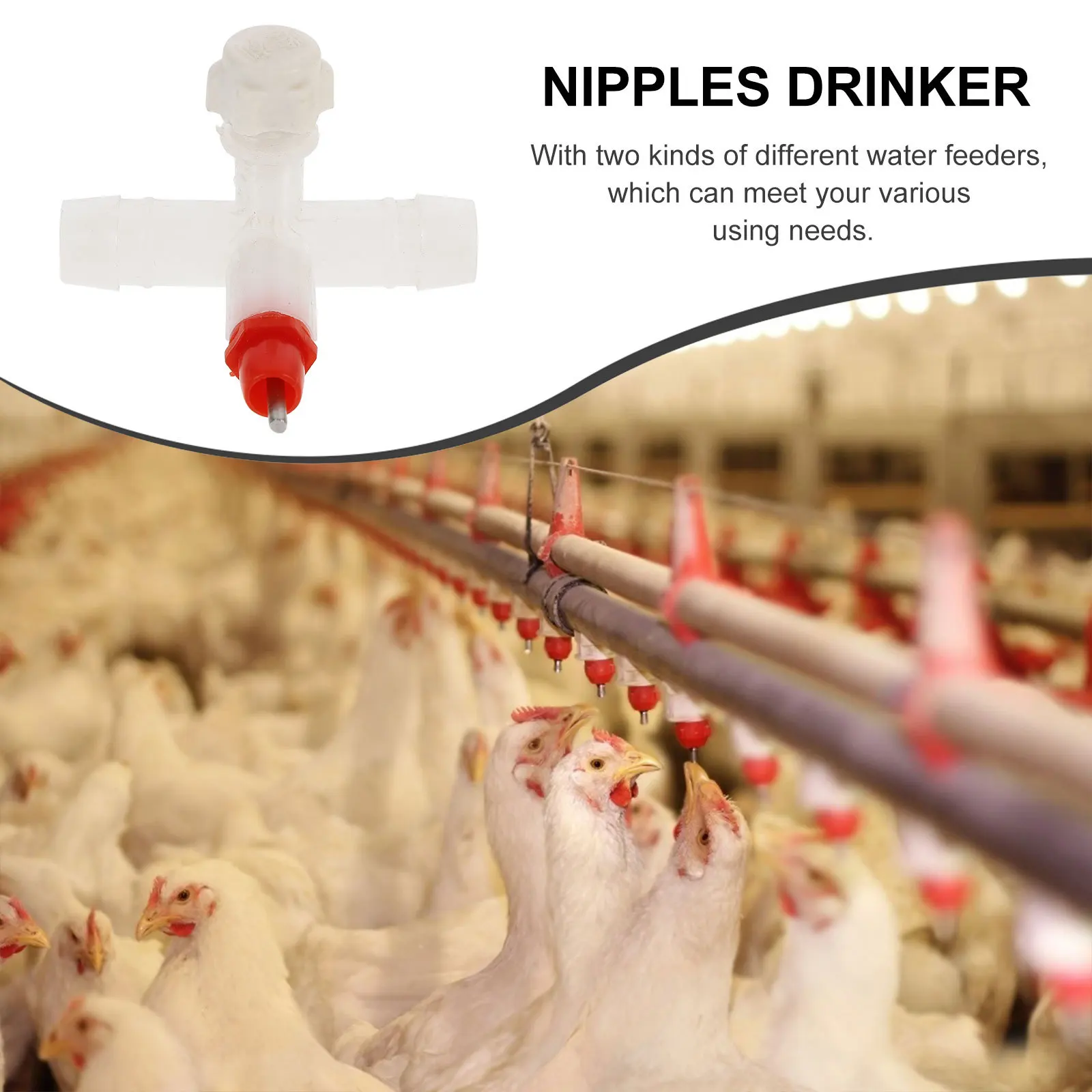 

20Sets Chicken Tee Waterer Nipples Premium ABS Aluminium Alloy Automatic Poultry System Clean Farm Equipment
