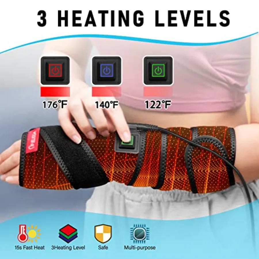 Shoulders Hand Arm Heating Pad for Pain Relief, Large Heat Areas for Joints Pain Soreness, Heated Wrap for Wrist Ankle Elbow Kn