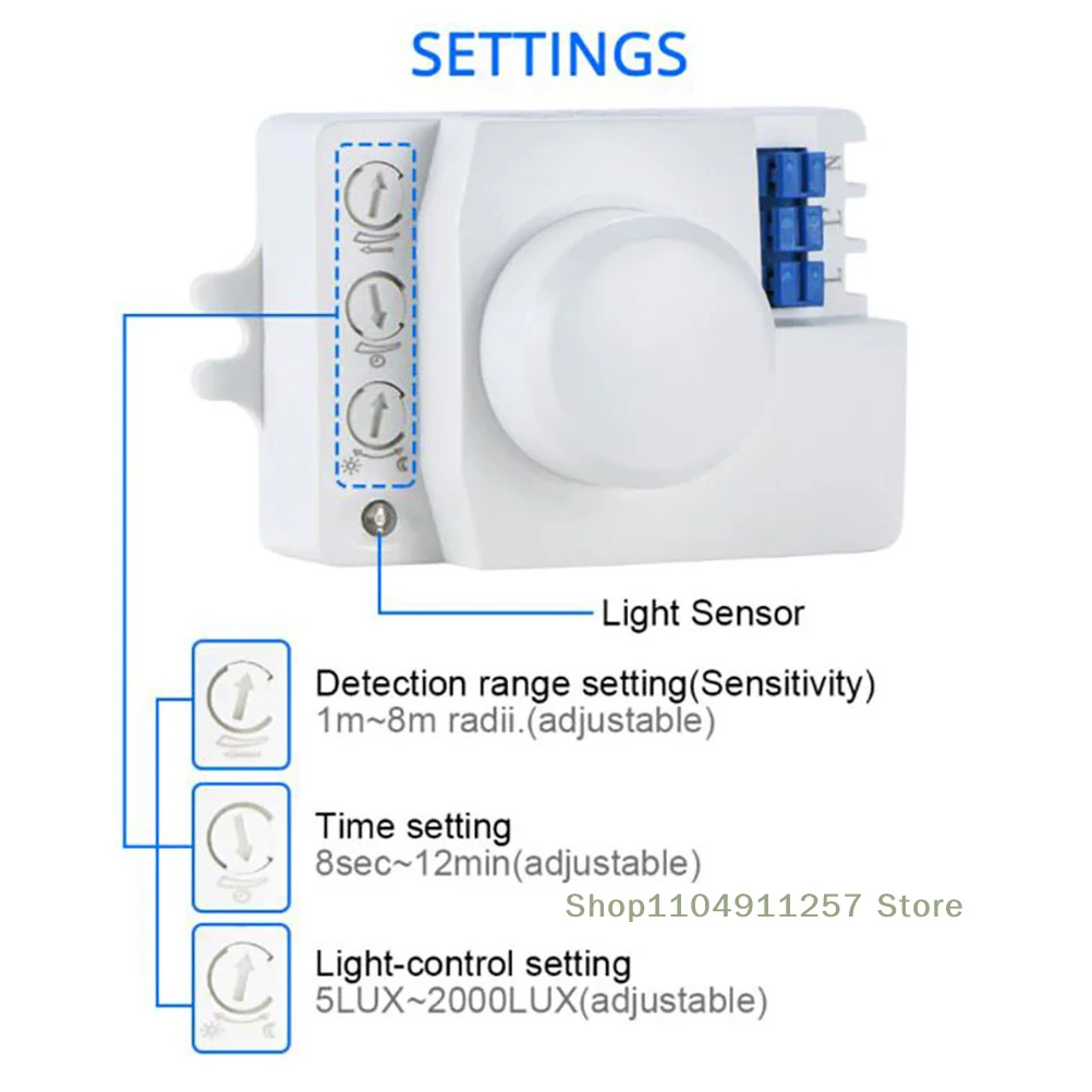 Microwave Sensor Switch 5.8ghz HF 220V LED 360 Degree Radar Motion Body Sensor