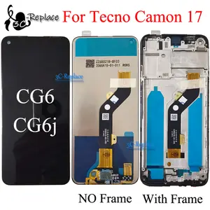 Bilashmart Black 6.6inch Tecno Camon 17 CG6 CG6j LCD Display Touch Screen Digitizer Assembly Replacement / With Frame