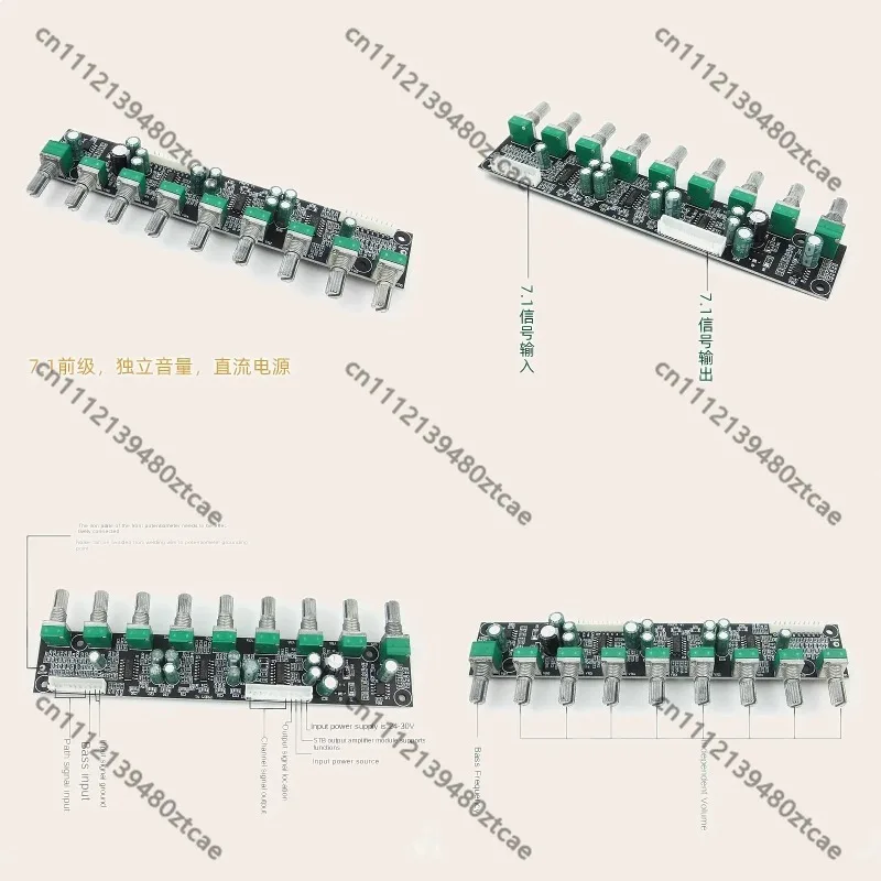 7.1 Channel Preamp Board DC 15-35V Independent Volume Bass Control Auto Wake-Up for STB