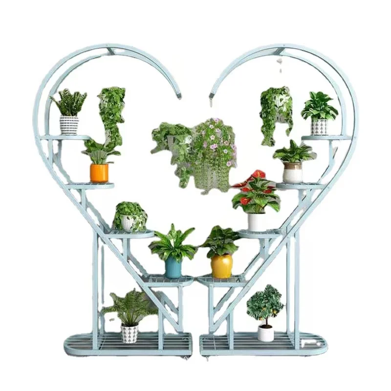 

Multi-layer Metal Plant Holders Wrought Iron Plant Shelf Heart-shaped Flower Standpromote sales
