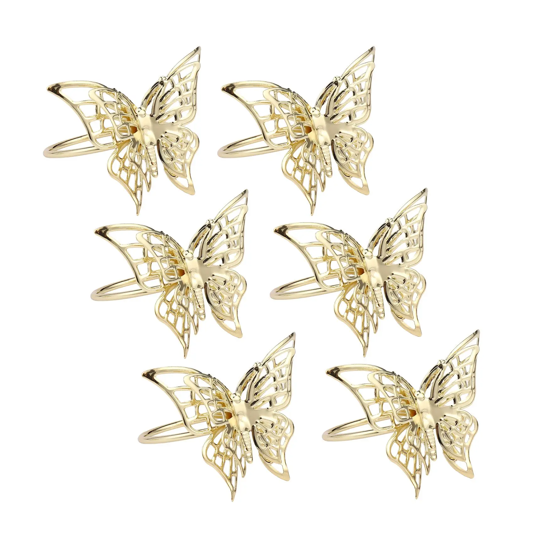 

6Pcs Creative Golden Butterfly Napkin Ring Napkin Buckle Restaurant Napkin Ring Plating Towel Buckle Hotel Table Decoration