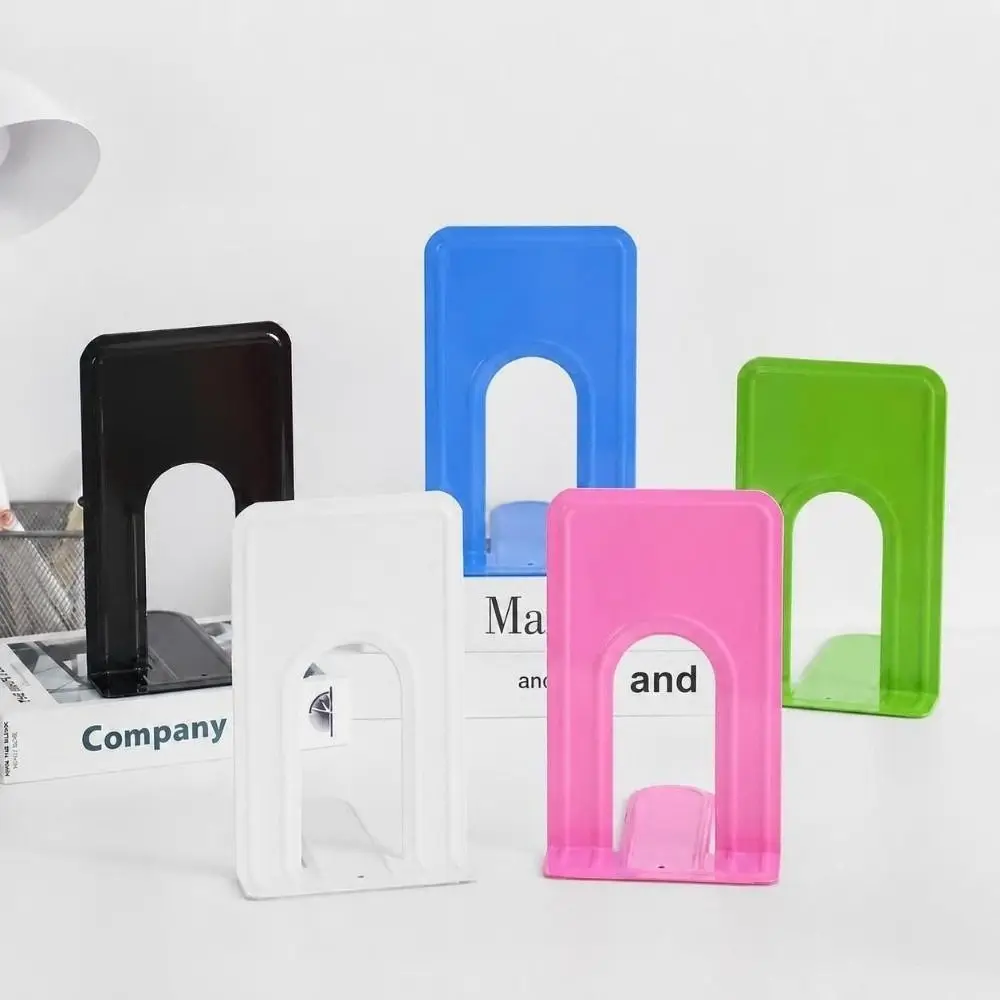 2Pcs Portable Metal Metal Bookends Round Top Non Slip Book Stopper T-Shape Book Supports Students