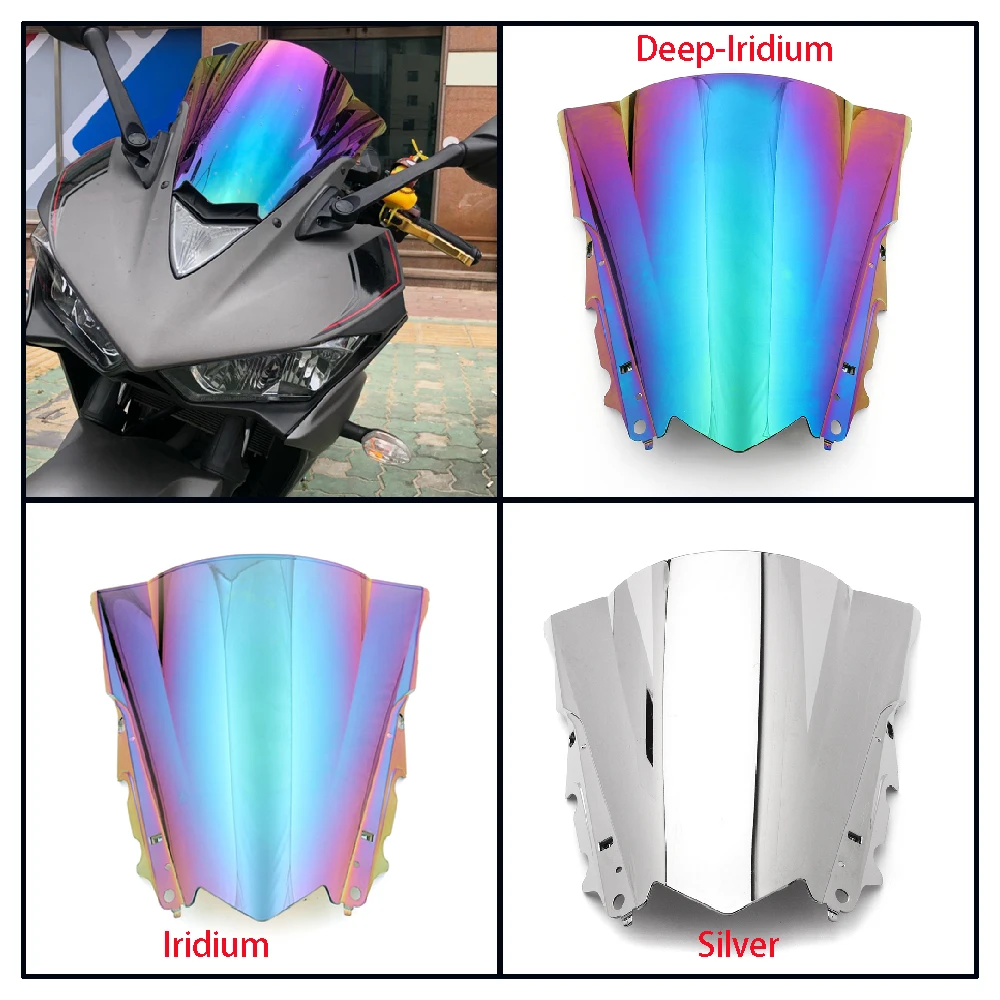 

Fits for Yamaha YZF R3 320 YZFR3 ABS YZF-R3 YZF-R25 2015-2018 Motorcycle Windscreen Iridium & Silver Front Windshield Deflector