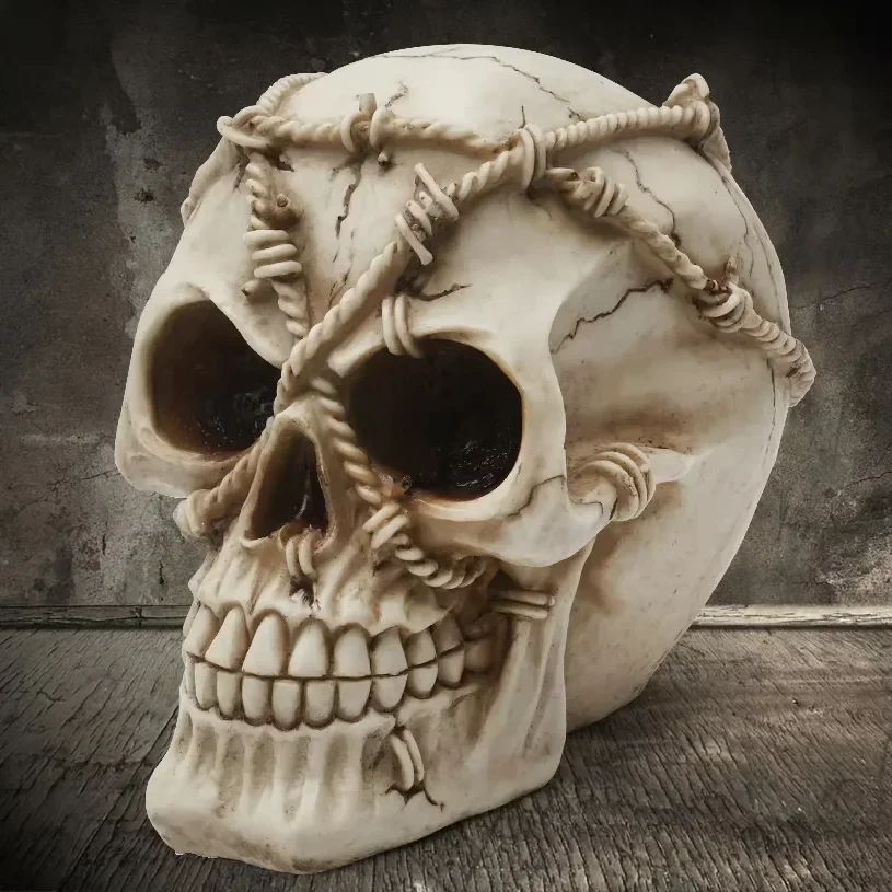 Handmade Resin Decorative Crafts Ornament Head Bone Model Imprisoned Skull Statue Home Decor Halloween Decoration Sculpture