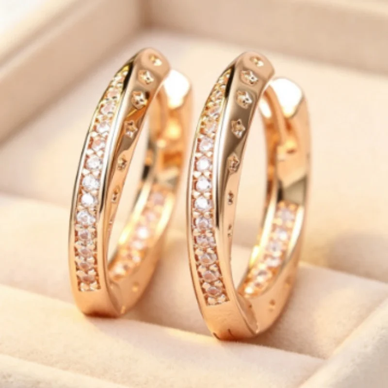 2026 New Star Texture Zircon Ear Buckle for Women Attending Banquets, High End, Commuting Fashion, Fine Circle Accessories