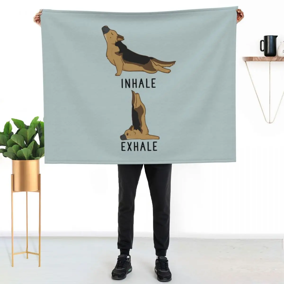 Inhale Exhale German Shepherd Yoga Throw Blanket Hairy wednesday Baby Plaid on the sofa Summer Vintage Blankets