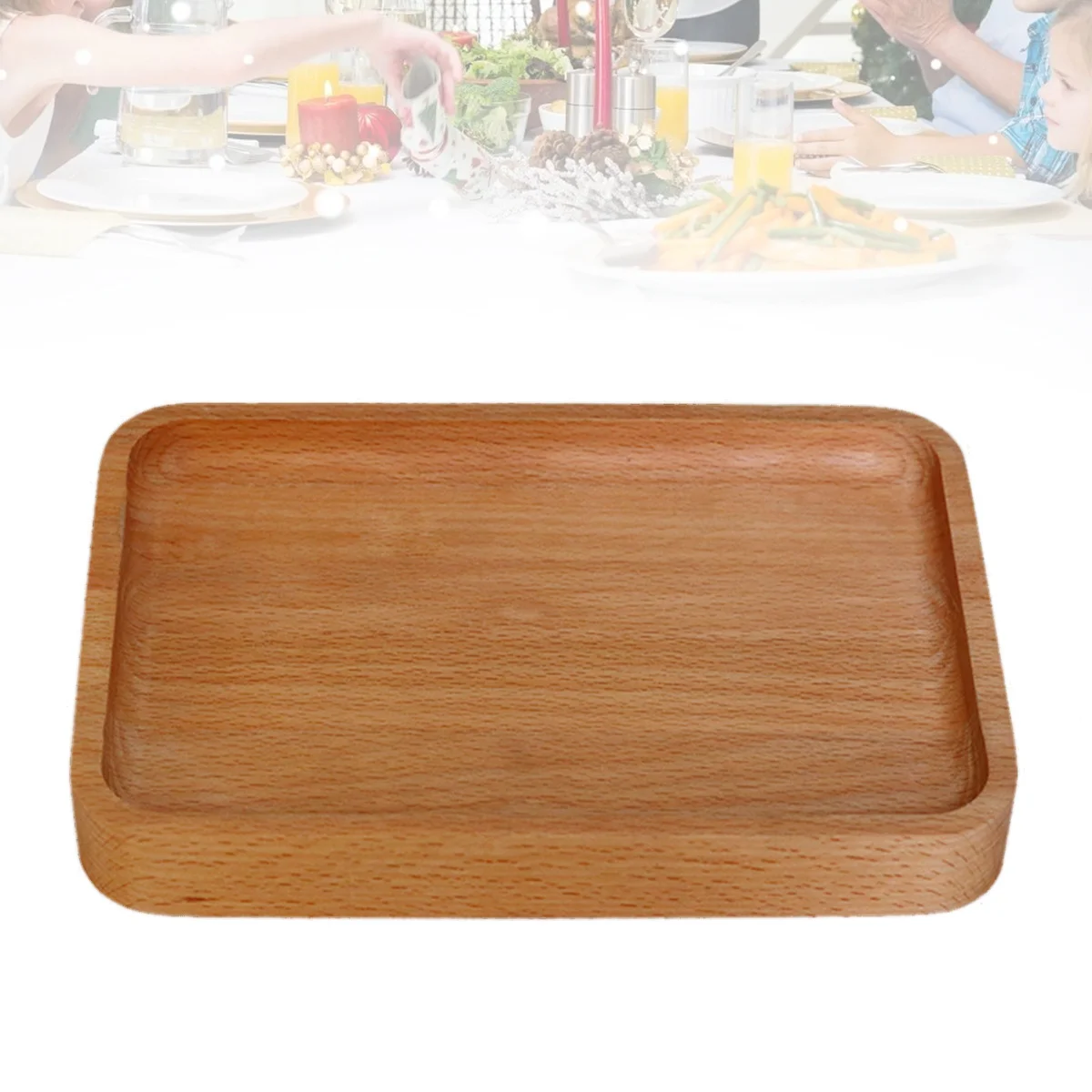 

Natural Beech Tray Wooden Rectangle 19x13x2.5cm Creative Food Serving Plate Fruit Bread Snack Dishes Tray for Party Wedding