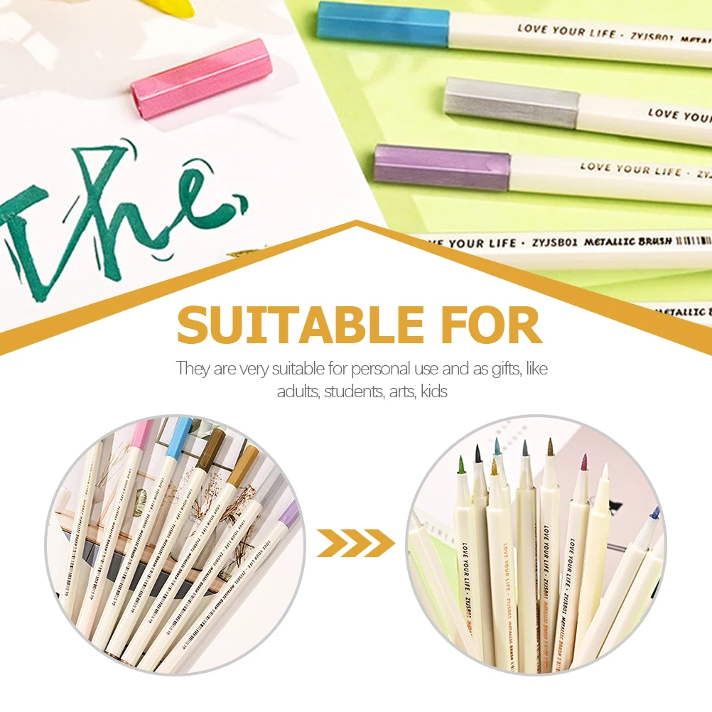 

12 Pcs Colored Paint Pens Metallic Marker Glitter Markers Scrapbook and Permanent