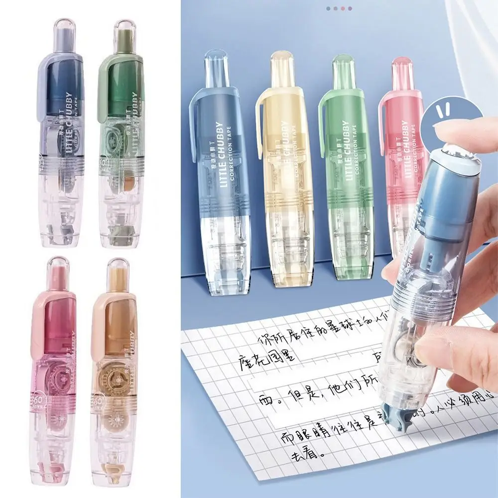 Cute 360 Degree Rotation Head Press Replaceable Core Correction Tape Pen Shape Corrector Students Altered School Office Supplies