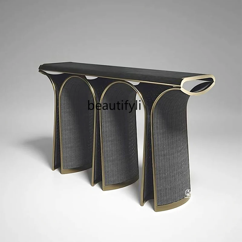 Italian light luxury creative entrance table modern, high-end entrance table designer decorative strip case end table