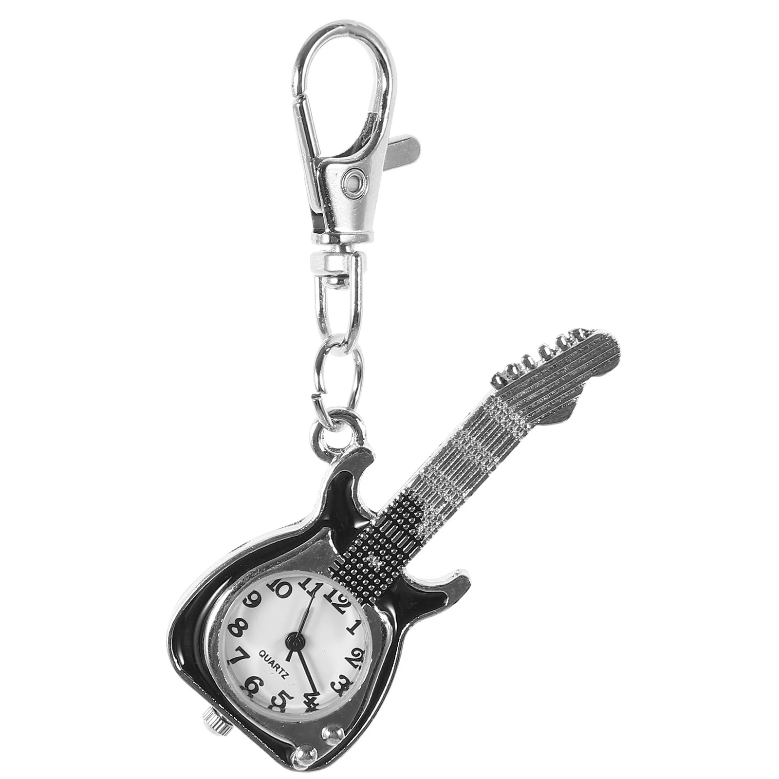 الرجعية الكوارتز الغيتار ساعة الجيب المفاتيح حقيبة للحمل قلادة خمر كليب على قلادة للجنسين ساعة ملحق لطيف المفاتيح #5