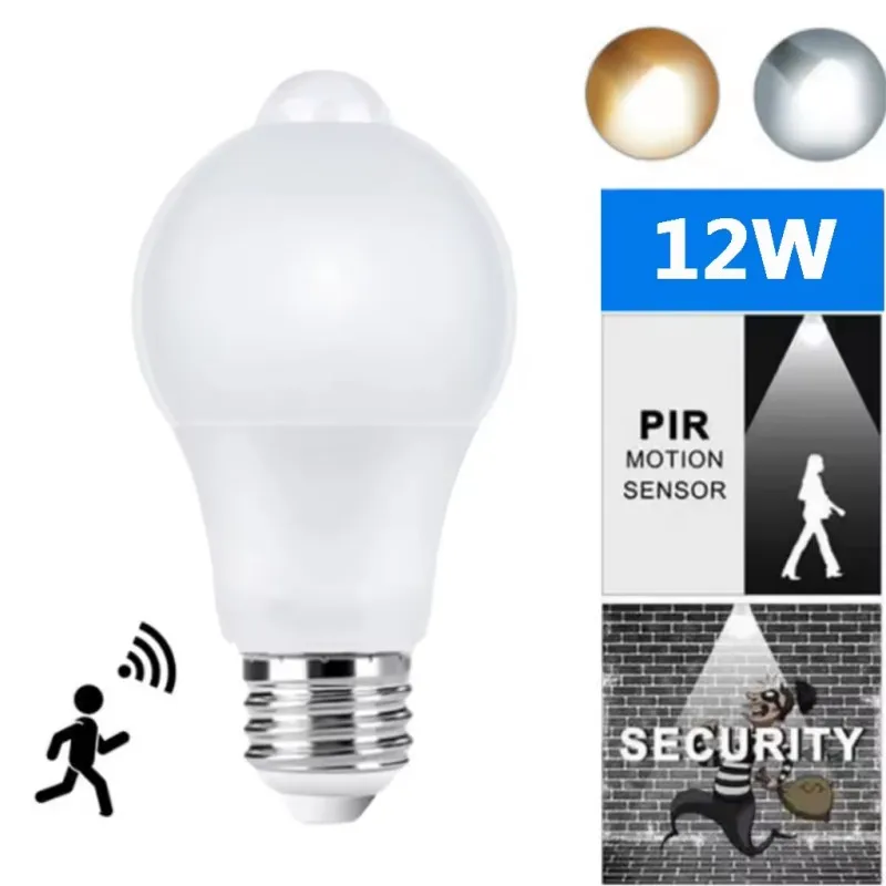 PIR Motion Sensor LED Light Bulb 220V 110V 12W 18W Smart Bulb Motion Activated ON/OFF Home Lights Lamp with Motion Sensor