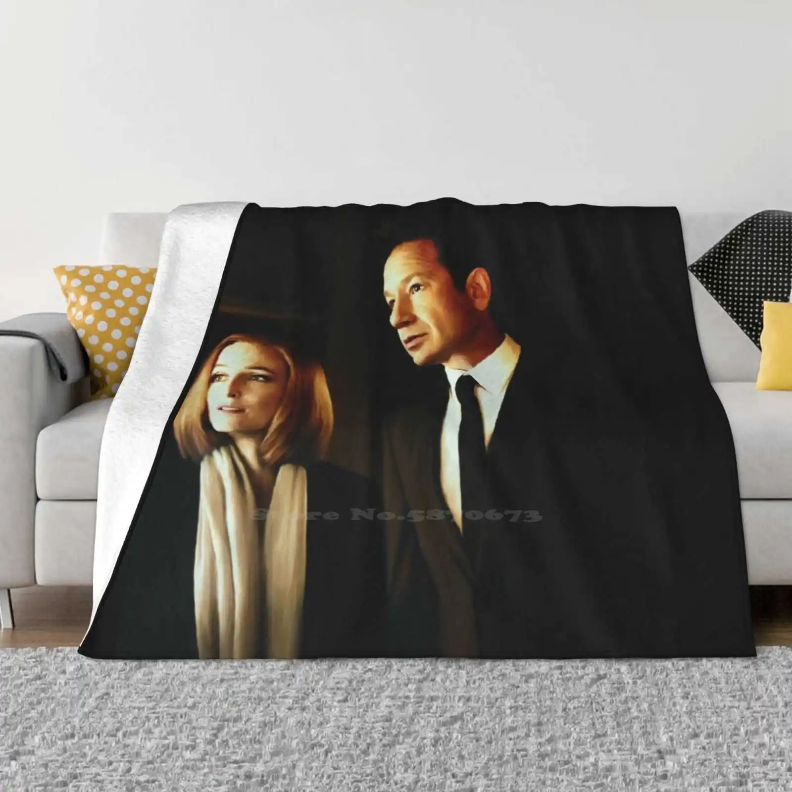 Mulder And Scully-Oil Color Painting Best Selling Room Household Flannel Blanket Fox Mulder Dana Scully Mulder And Scully The X