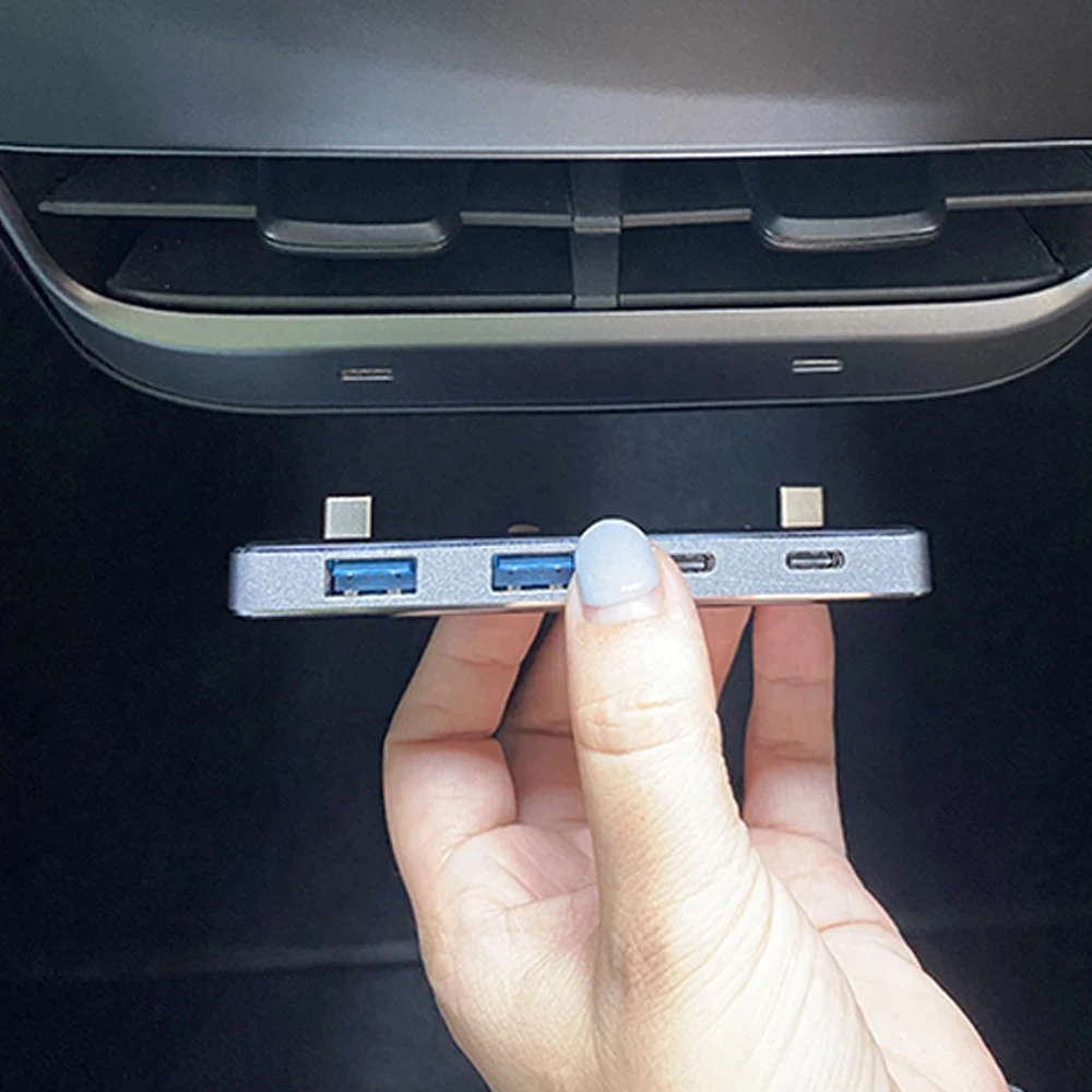 Prolunga USB posteriore per auto per Tesla Model 3 Y X 2022 2021 Hub Splitter USB controllo centrale di conversione 5 porte accessori interni per