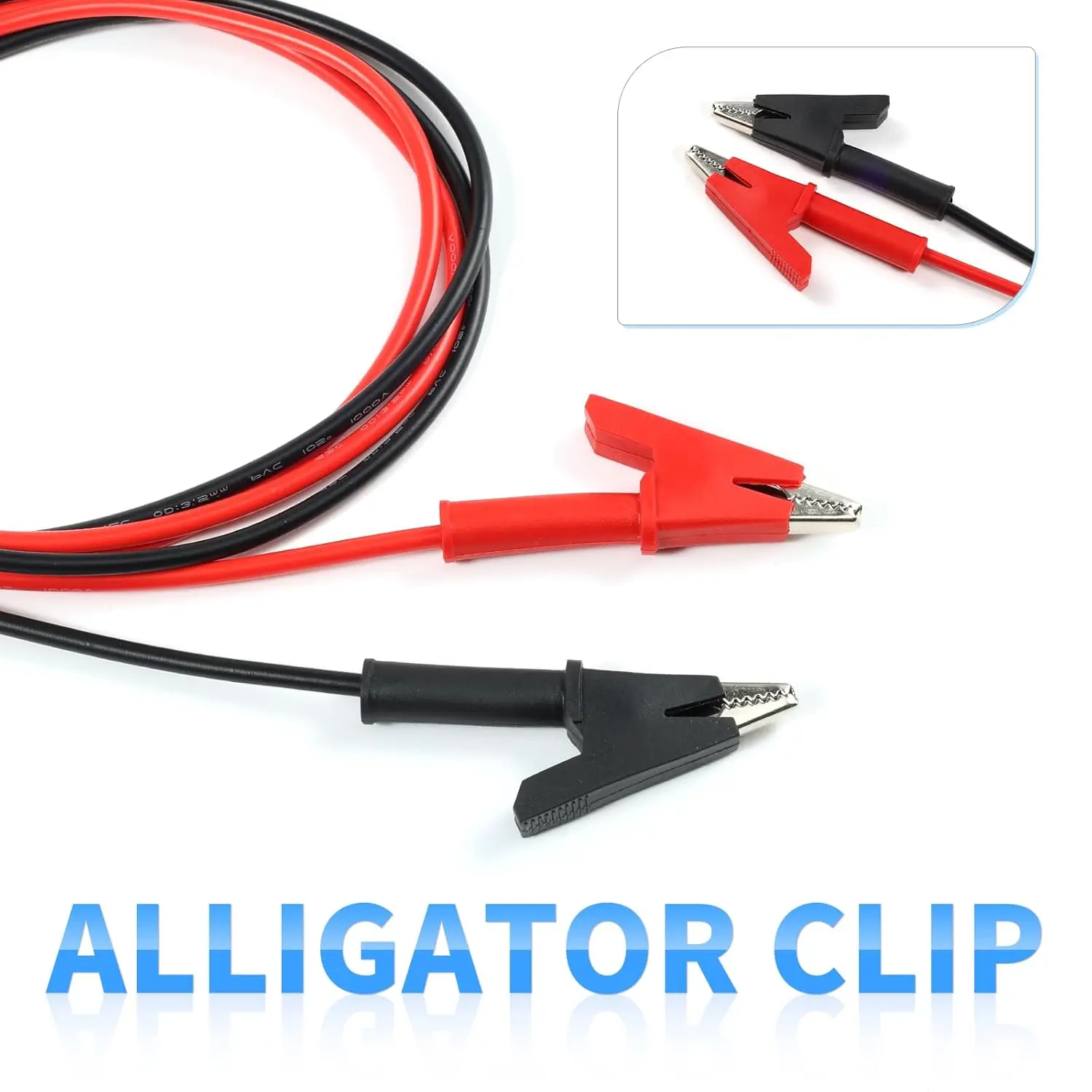 1000 فولت 2 قطعة مشبك التمساح مزدوج الأطراف يؤدي للاختبار الكهربائي موصلات اختبار مع مقاطع التمساح وأسلاك توصيل معزز