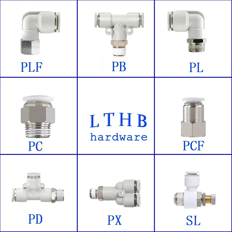 Pneumatic Quick Release Fittings Air Hose Connector PC PCF/PL/PLF 4/6/8/10/12mm Male Thread 1/8 1/4 3/8 1/2 BSPT  Tube Connector