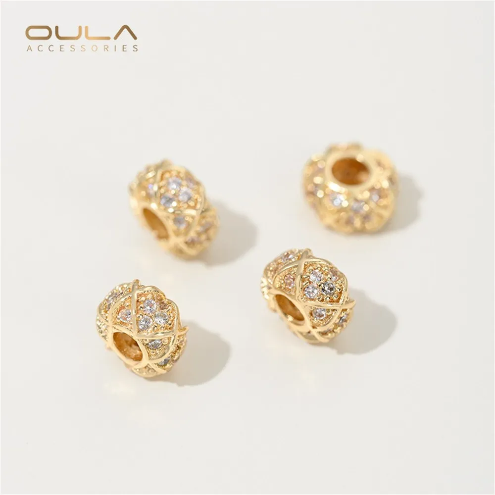 

1PCS 14K Gold-plated Snowflake Spacer Inlaid Zircon Cross Spacer Bead Lulutong Pendant Diy Handmade Jewelry Accessory